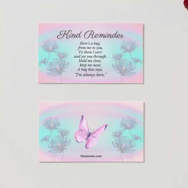 Two motivational cards with butterfly designs and text on a light background