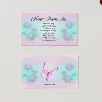 Two motivational cards with butterfly designs and text on a light background